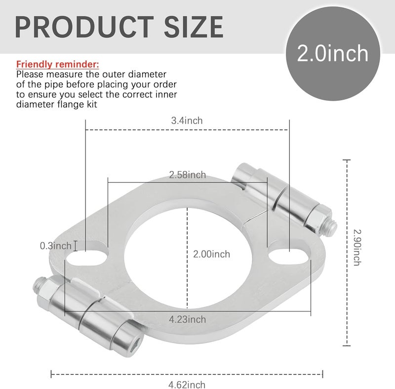 Stacool 2 Inch Split Flange Repair Kit with 2 Bolts,Carbon Steel Flat Oval Exhaust Flange Kit for Exhaust Flange Repair,Universal Exhaust Flange Connection Kit Car Accessories (2 Inch) - Image 2